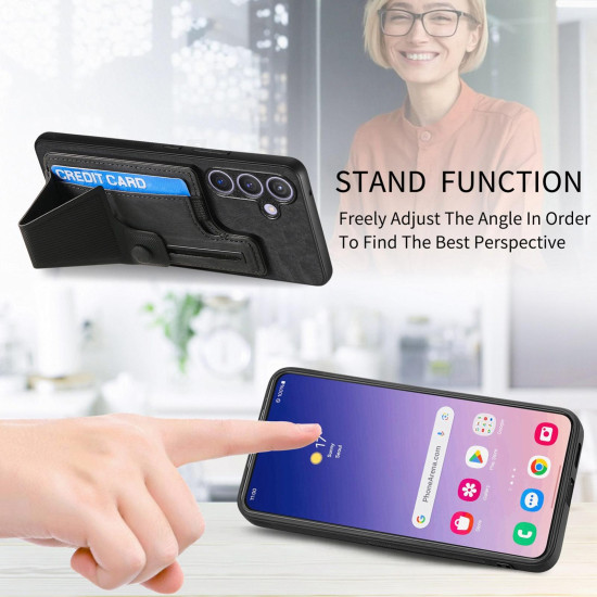 For Samsung Galaxy S24+ 5G II K-shaped Slide Holder Card Slot Phone Case(Black)