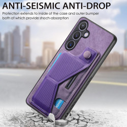 For Samsung Galaxy S24+ 5G II K-shaped Slide Holder Card Slot Phone Case(Purple)