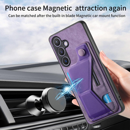 For Samsung Galaxy S24+ 5G II K-shaped Slide Holder Card Slot Phone Case(Purple)