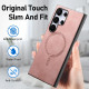 For Samsung Galaxy S24+ 5G Solid Color Retro Magsafe PU Back Cover Phone Case(Pink)