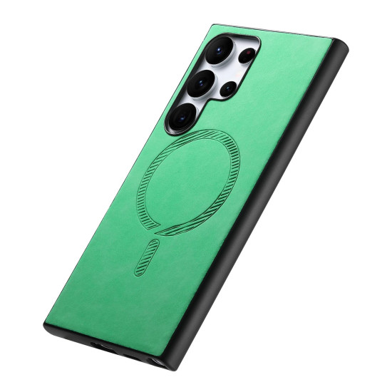 For Samsung Galaxy S24+ 5G Solid Color Retro Magsafe PU Back Cover Phone Case(Green)