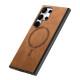 For Samsung Galaxy S23+ 5G Solid Color Retro Magsafe PU Back Cover Phone Case(Brown)