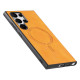 For Samsung Galaxy S23+ 5G Solid Color Retro Magsafe PU Back Cover Phone Case(Yellow)