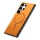 For Samsung Galaxy S23+ 5G Solid Color Retro Magsafe PU Back Cover Phone Case(Yellow)