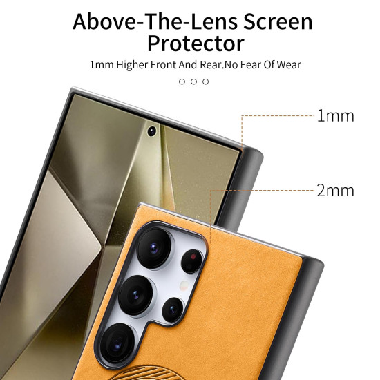 For Samsung Galaxy S23+ 5G Solid Color Retro Magsafe PU Back Cover Phone Case(Yellow)