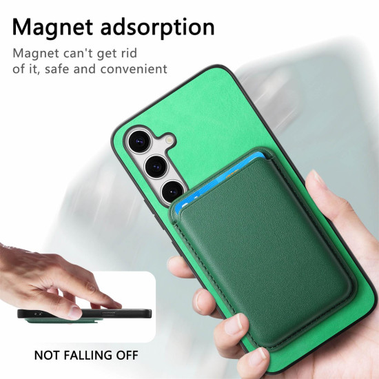 For Samsung Galaxy S24+ 5G Retro Magsafe Card Bag PU Back Cover Phone Case(Green)