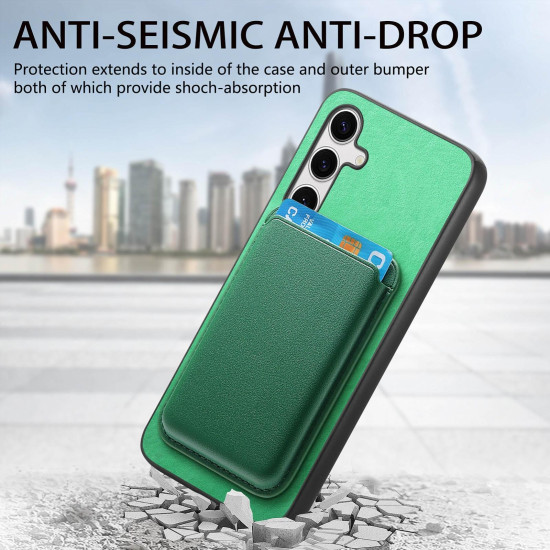 For Samsung Galaxy S24+ 5G Retro Magsafe Card Bag PU Back Cover Phone Case(Green)