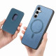 For Samsung Galaxy S24+ 5G Retro Magsafe Card Bag PU Back Cover Phone Case(Blue)