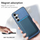 For Samsung Galaxy S24+ 5G Retro Magsafe Card Bag PU Back Cover Phone Case(Blue)