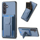 For Samsung Galaxy S24+ 5G Carbon Fiber Fold Stand Elastic Card Bag Phone Case(Blue)