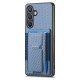 For Samsung Galaxy S24+ 5G Carbon Fiber Fold Stand Elastic Card Bag Phone Case(Blue)
