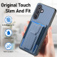 For Samsung Galaxy S24+ 5G Carbon Fiber Fold Stand Elastic Card Bag Phone Case(Blue)