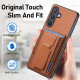 For Samsung Galaxy S24+ 5G Carbon Fiber Fold Stand Elastic Card Bag Phone Case(Brown)