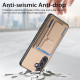 For Samsung Galaxy S24+ 5G Carbon Fiber Fold Stand Elastic Card Bag Phone Case(Khaki)