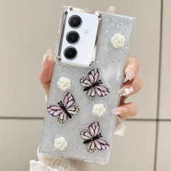 For Samsung Galaxy S24+ 5G Three-dimensional Butterfly Glitter TPU  Phone Case(Pink)