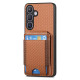 For Samsung Galaxy S24+ 5G Carbon Fiber Vertical Flip Wallet Stand Phone Case(Brown)