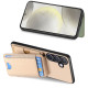 For Samsung Galaxy S24+ 5G Carbon Fiber Vertical Flip Wallet Stand Phone Case(Khaki)