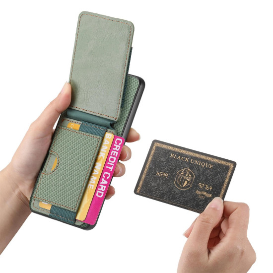 For Samsung Galaxy S24+ 5G Carbon Fiber Vertical Flip Wallet Stand Phone Case(Green)