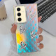 For Samsung Galaxy S24+ 5G Electroplating 4-Heart Laser Texture TPU Phone Case(Plaid)