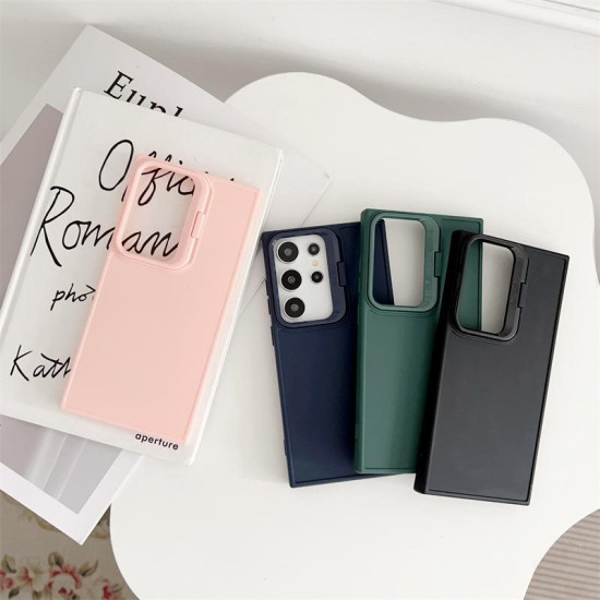 For Samsung Galaxy S24+ 5G Lens Frame Holder Shockproof Phone Case(Green)