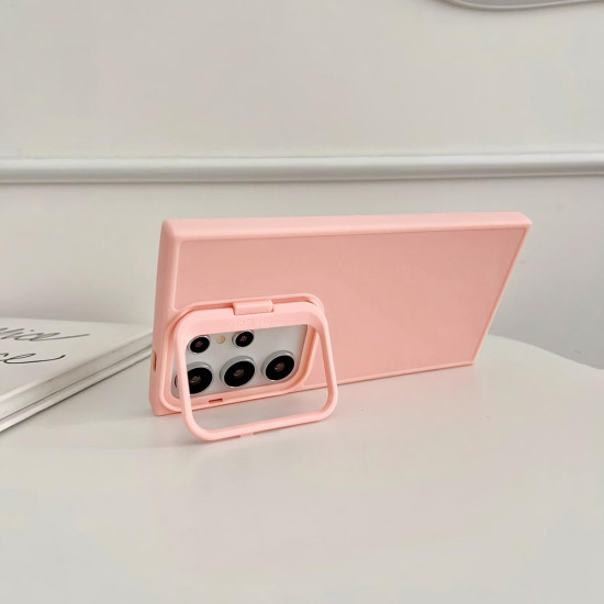 For Samsung Galaxy S24+ 5G Lens Frame Holder Shockproof Phone Case(Pink)