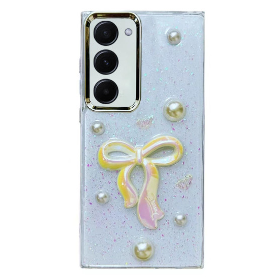 For Samsung Galaxy S23+ 5G Three-dimensional Bow Pearl Love Flower TPU  Phone Case(Pearl Bow)