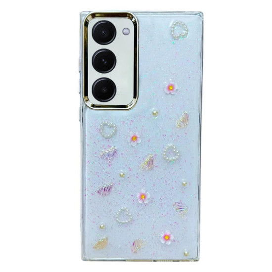 For Samsung Galaxy S23+ 5G Three-dimensional Bow Pearl Love Flower TPU  Phone Case(Butterfly Love Flowers)