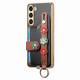 For Samsung Galaxy S23+ 5G Stereoscopic Flowers Wristband Card Bag Phone Case(Black)