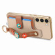 For Samsung Galaxy S23+ 5G Stereoscopic Flowers Wristband Card Bag Phone Case(Khaki)
