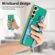 For Samsung Galaxy S23+ 5G Stereoscopic Flowers Wristband Card Bag Phone Case(Green)