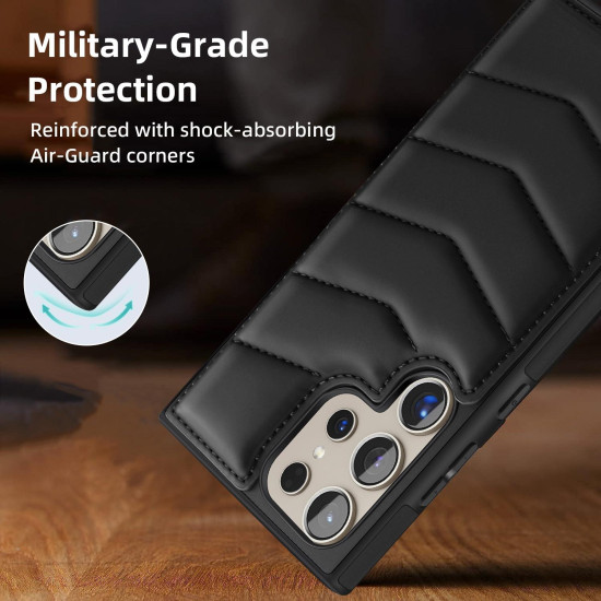 For Samsung Galaxy S24+ 5G Down Jacket Card Bag Holder MagSafe Phone Case(Black)