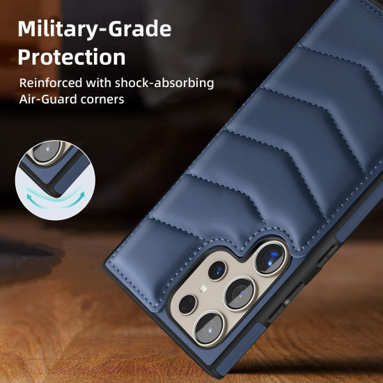 For Samsung Galaxy S24+ 5G Down Jacket Card Bag Holder MagSafe Phone Case(Royal Blue)
