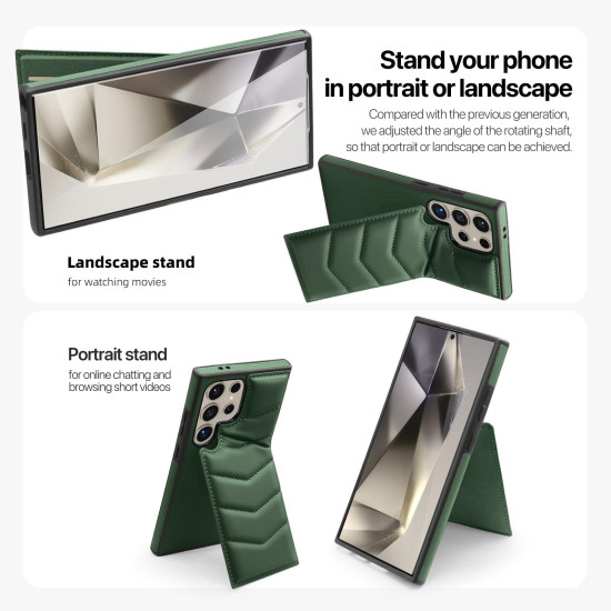 For Samsung Galaxy S24+ 5G Down Jacket Card Bag Holder MagSafe Phone Case(Dark Green)
