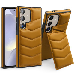 For Samsung Galaxy S24+ 5G Down Jacket Card Bag Holder MagSafe Phone Case(Brown)