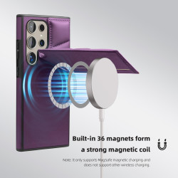 For Samsung Galaxy S24+ 5G Down Jacket Card Bag Holder MagSafe Phone Case(Purple)