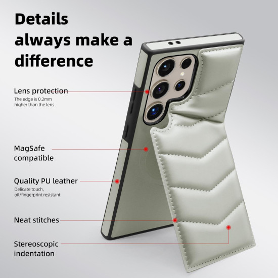 For Samsung Galaxy S24+ 5G Down Jacket Card Bag Holder MagSafe Phone Case(Grey)