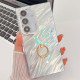 For Samsung Galaxy S24+ 5G Plating Glitter Texture Ring Holder TPU Phone Case with Lens Film(White Water Ripples)