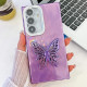 For Samsung Galaxy S24+ 5G Plating Glitter Texture Butterfly Holder TPU Phone Case with Lens Film(Purple Feather Yarn)