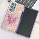For Samsung Galaxy S24+ 5G Plating Glitter Texture Butterfly Holder TPU Phone Case with Lens Film(Pink Tinfoil Texture)