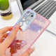 For Samsung Galaxy S24+ 5G Plating Glitter Texture Butterfly Holder TPU Phone Case with Lens Film(Pink Tinfoil Texture)