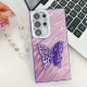 For Samsung Galaxy S24+ 5G Plating Glitter Lens Film Texture Butterfly Holder Wristband Phone Case(White Tinfoil Texture)
