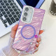 For Samsung Galaxy S24+ 5G Plating Texture Wristband MagSafe TPU Phone Case with Glitter Lens Film(Purple Water Ripples)