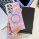 For Samsung Galaxy S24+ 5G Plating Texture Wristband MagSafe TPU Phone Case with Glitter Lens Film(Purple Feather Yarn)