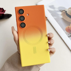 For Samsung Galaxy S24+ 5G Liquid TPU Silicone Gradient MagSafe Phone Case(Orange Yellow Gradient)
