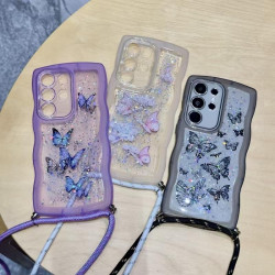 For Samsung Galaxy S24+ 5G Crossbody Wave Edge Butterfly TPU Phone Case(Purple)