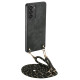 For Samsung Galaxy S23+ 5G Vintage Leather PC Back Cover Phone Case with Crossbody Strap(Black)