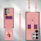 For Samsung Galaxy S24+ 5G Skin Card Bag Crossbody Lanyard Phone Case(Pink)
