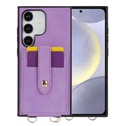 For Samsung Galaxy S24+ 5G Skin Card Bag Crossbody Lanyard Phone Case(Purple)