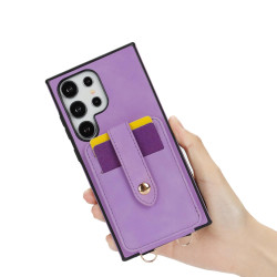 For Samsung Galaxy S24+ 5G Skin Card Bag Crossbody Lanyard Phone Case(Purple)