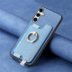 For Samsung Galaxy S24+ 5G Retro Cross Leather Ring Horizontal Insert Card Bag MagSafe Phone Case(Blue)